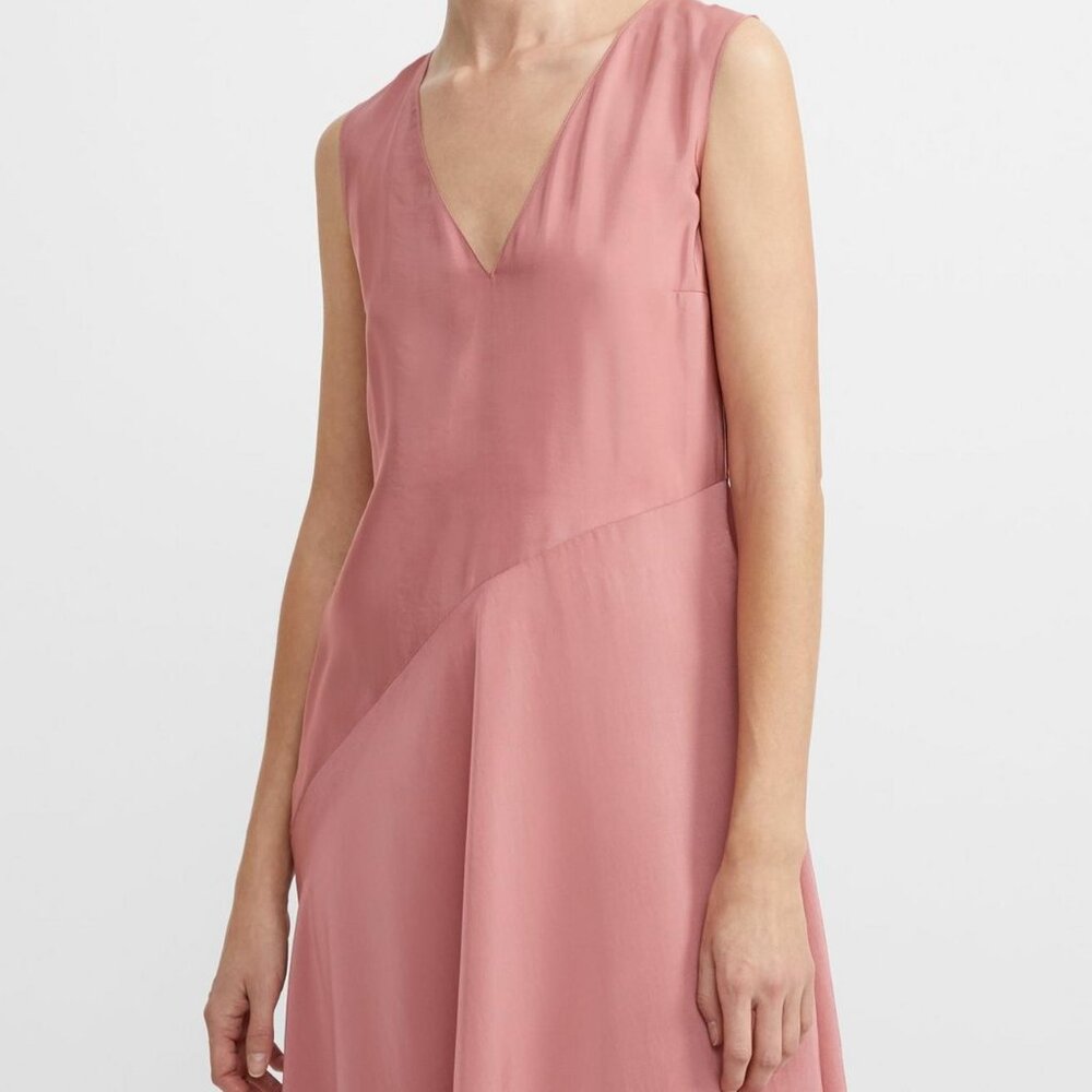 NWT Theory V-Neck Draped Maxi Dress in Deep Carnation (Rose Pink) Size 00, 0, 4 - Picture 3 of 16